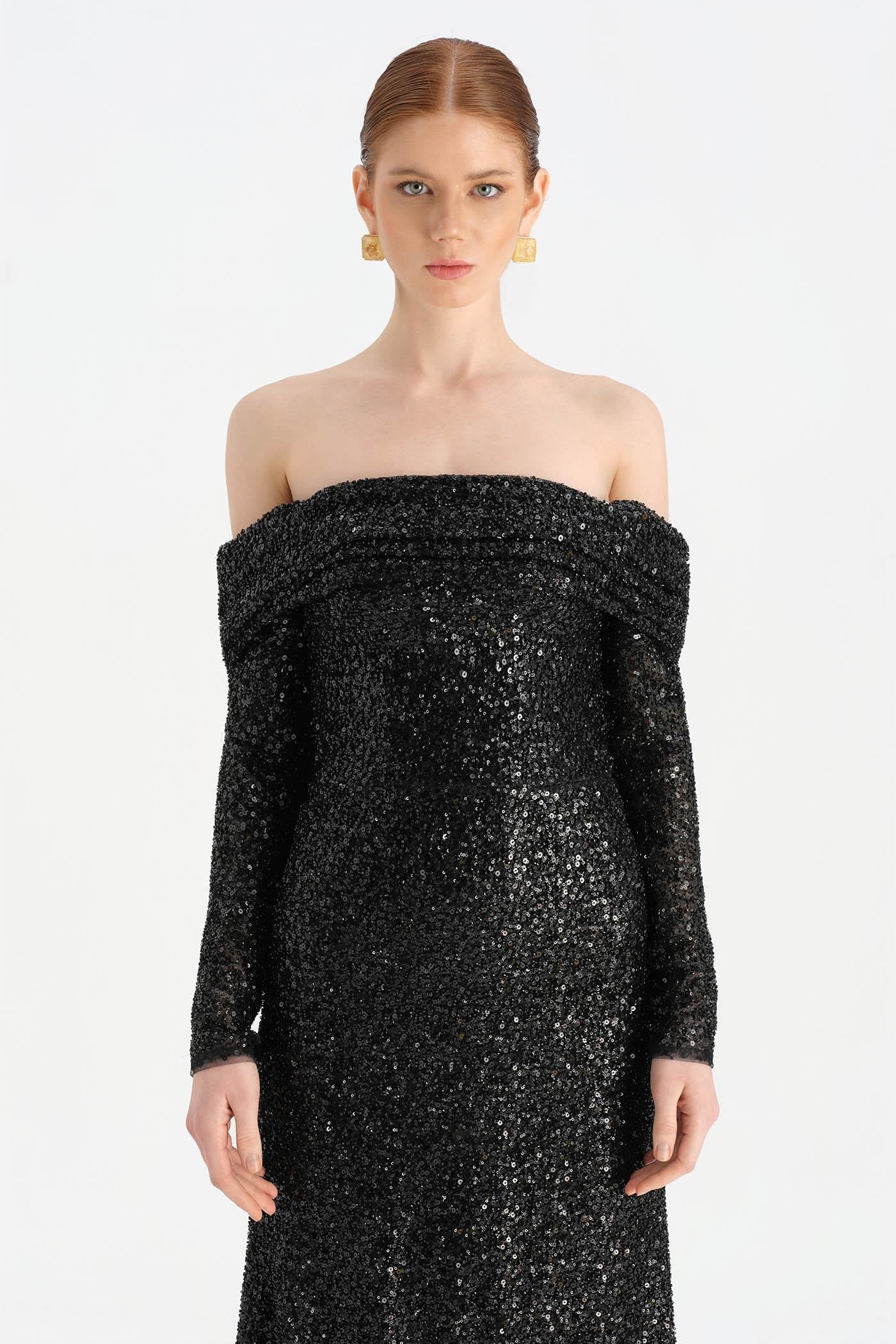 STRAPLEZ TAŞLI ABİYE ELBİSE - 26051C