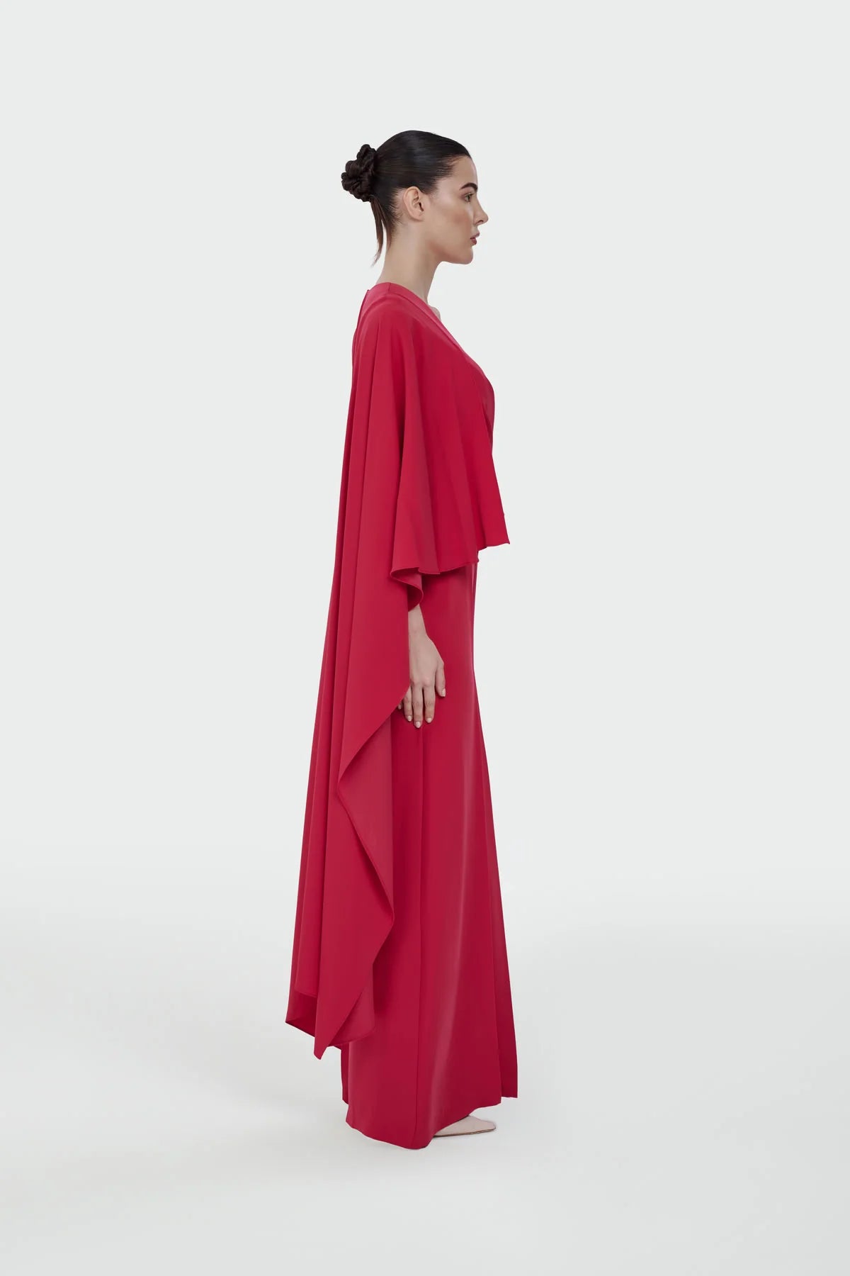 Elegant Ivory Draped Cape Jumpsuit 5301