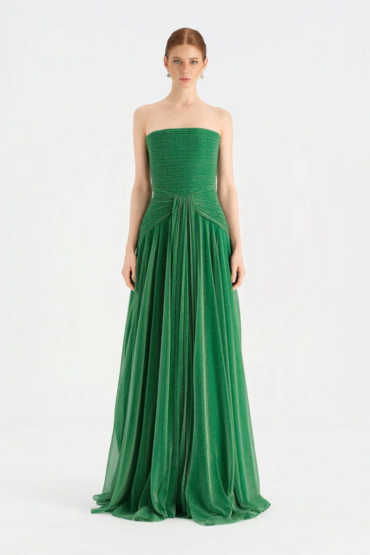 Glitter Strapless Long Evening Dress 9167C