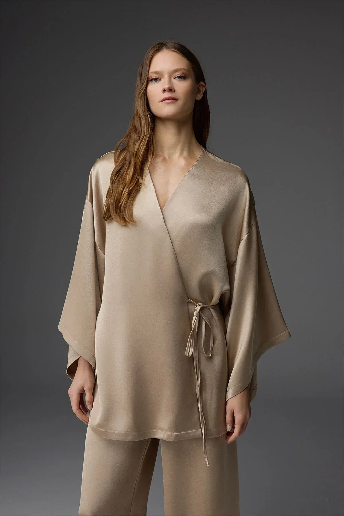 Viscose Side-Tie Robe and Pants Set