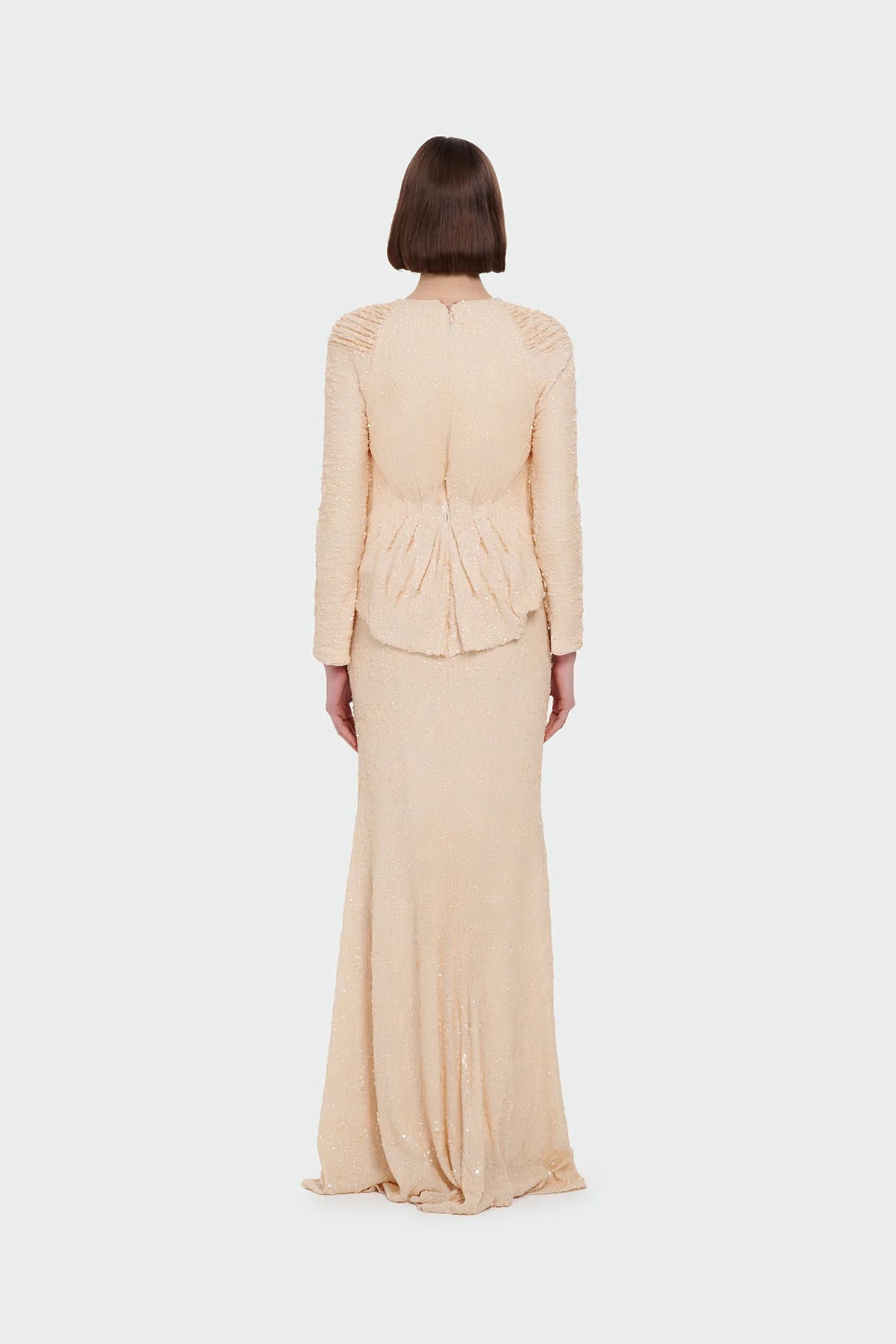 Luxury Modest Stretch Sequin Gown 9210