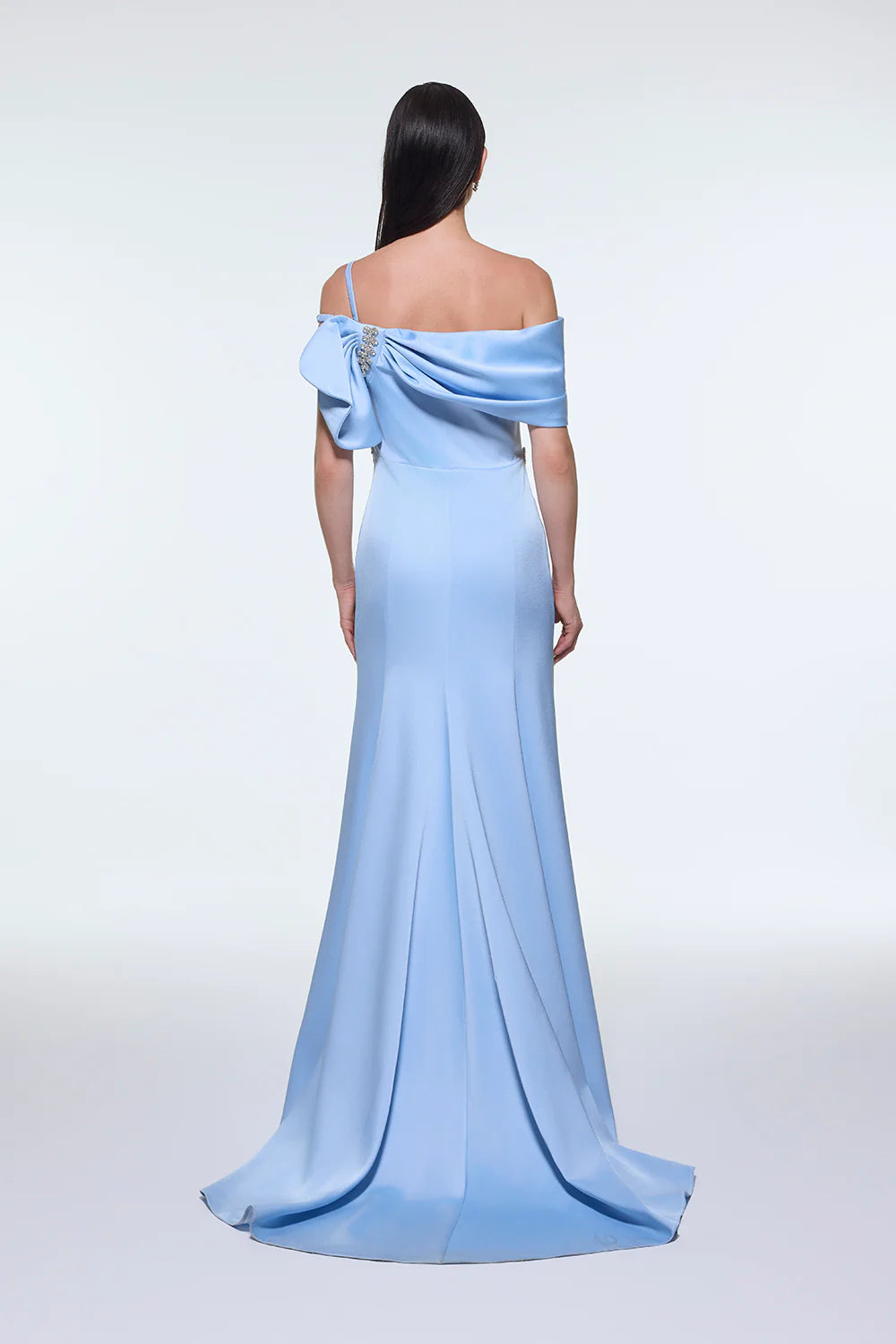 TAŞ İŞLEMELİ KEMER DETAYLI UZUN ABİYE ELBİSE - 9294C