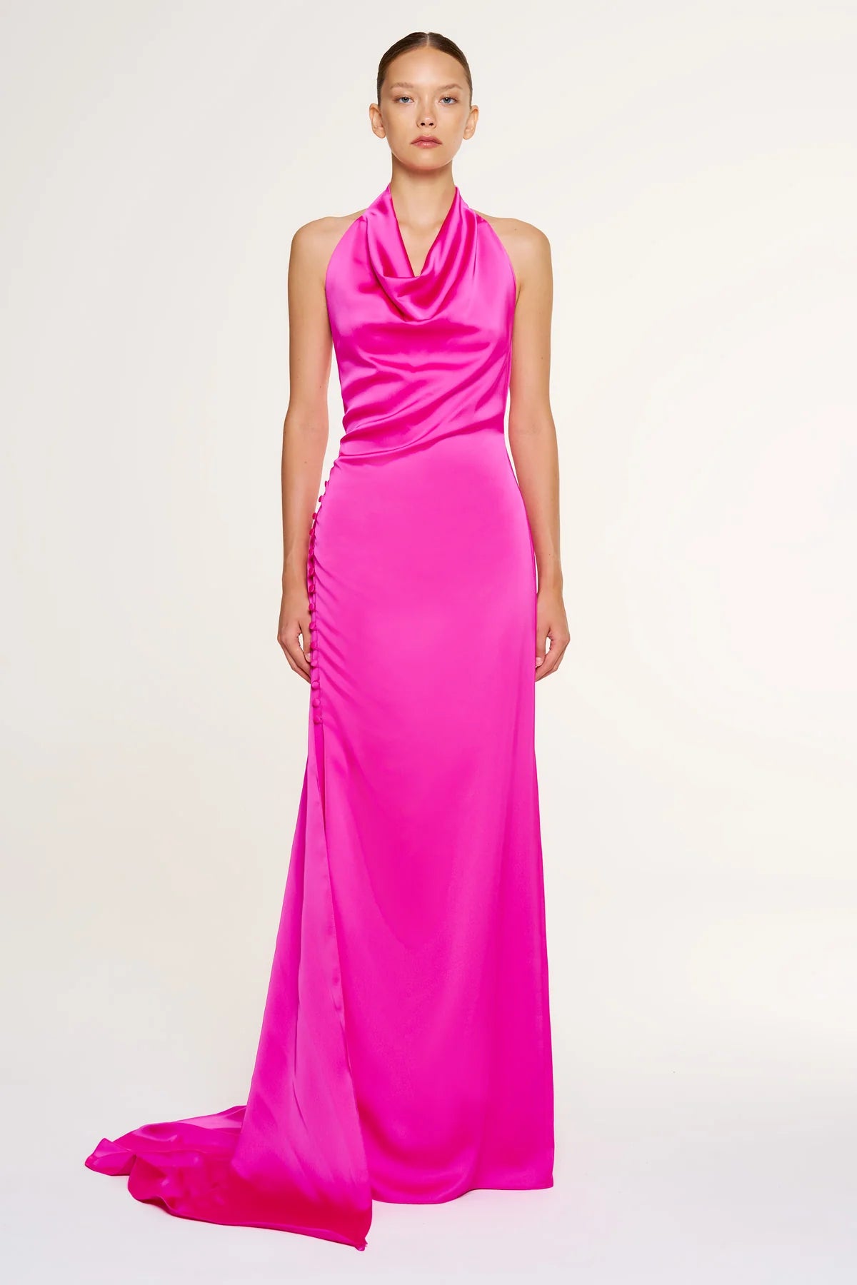 HALTER YAKA DEGAJE DETAYLI ABİYE ELBİSE 1364