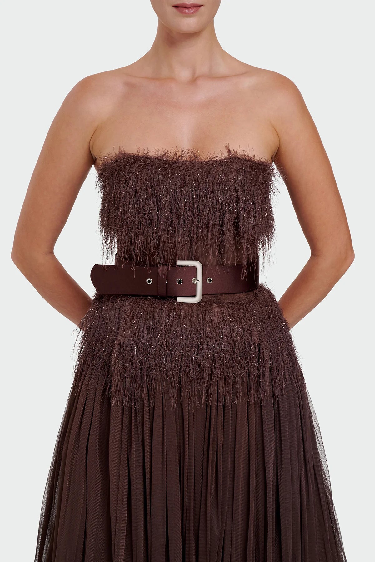 Feather Strapless Evening Dress 1342
