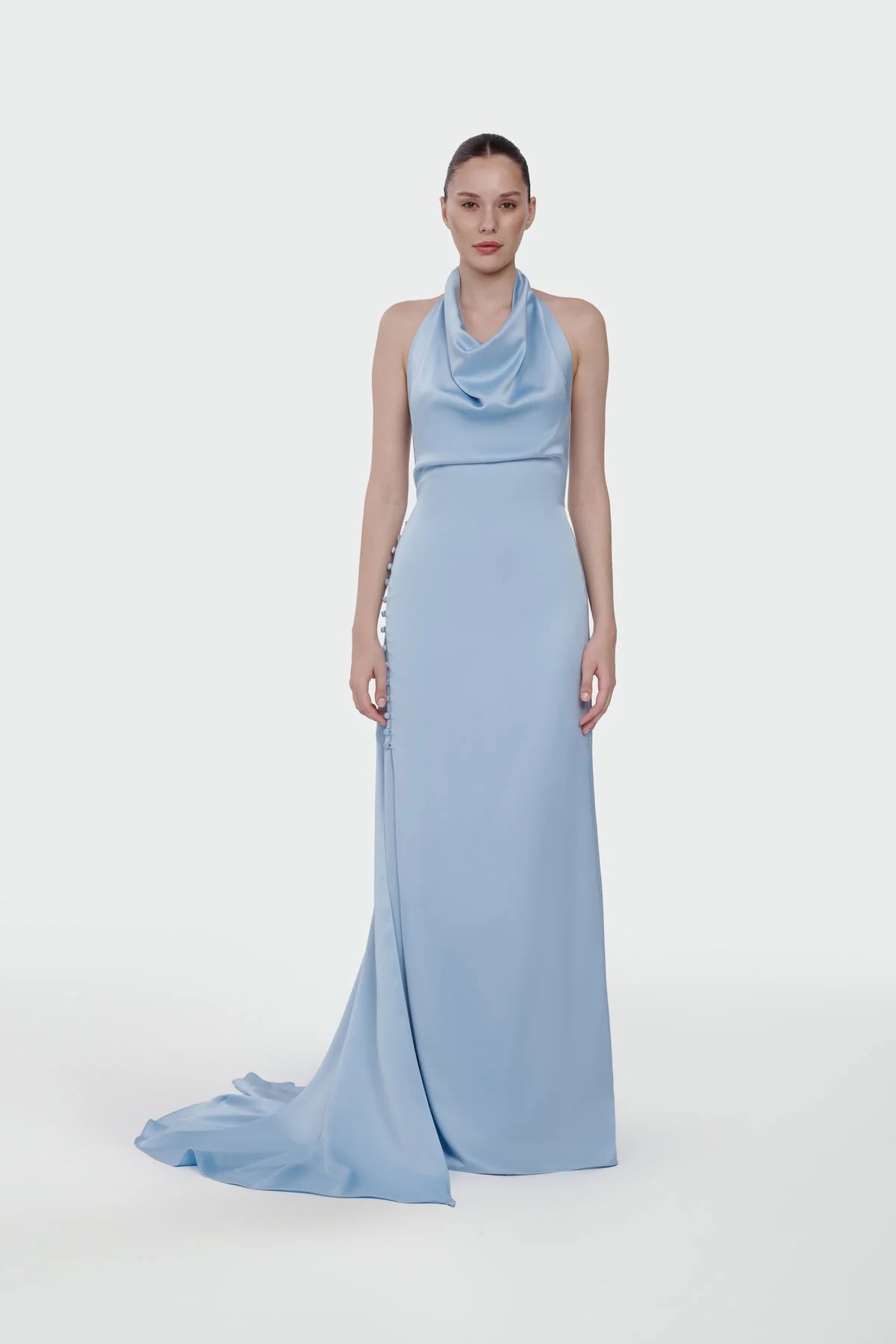HALTER YAKA DEGAJE DETAYLI ABİYE ELBİSE 1364