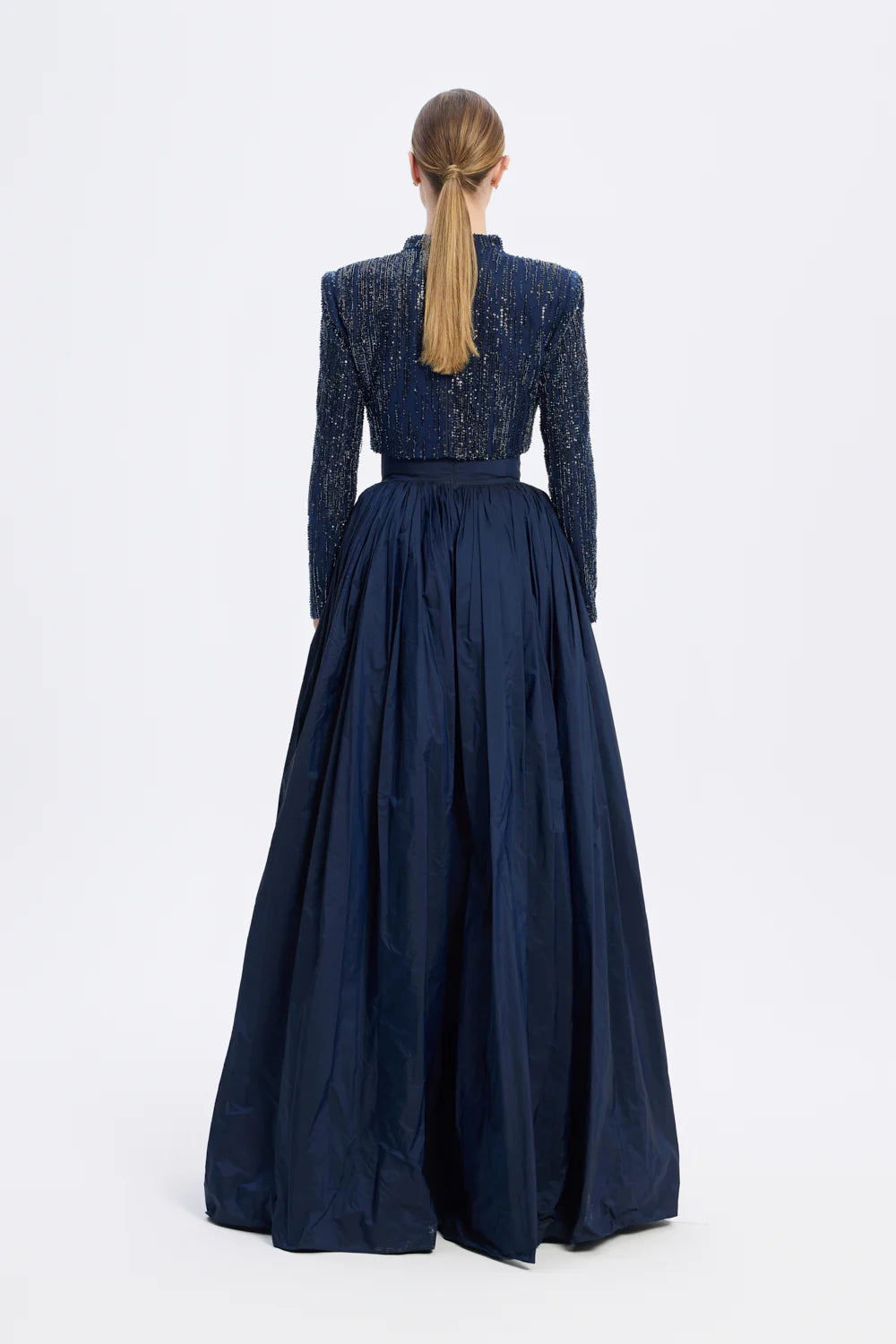 UZUN KOLLU TAŞLI ÇEKET &amp; TAFTA ETEK TAKIM - 9064C