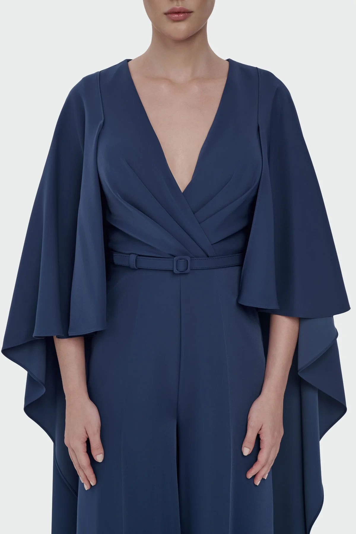 Elegant Ivory Draped Cape Jumpsuit 5301