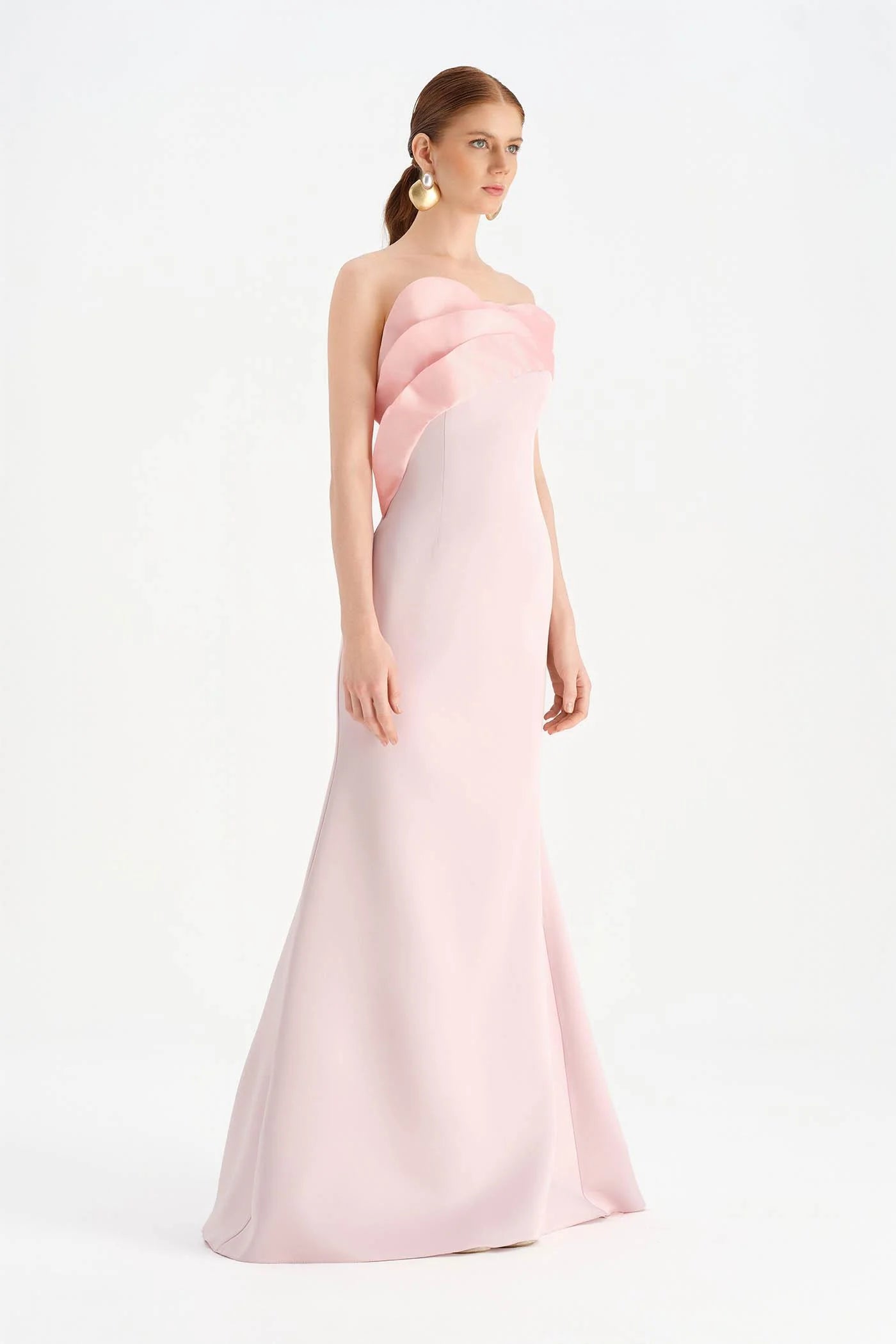 GÖĞÜS DETAYLI STRAPLEZ ABİYE ELBİSE - 26102C