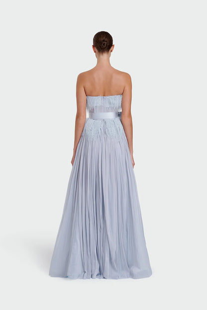 Feather Strapless Evening Dress 1342