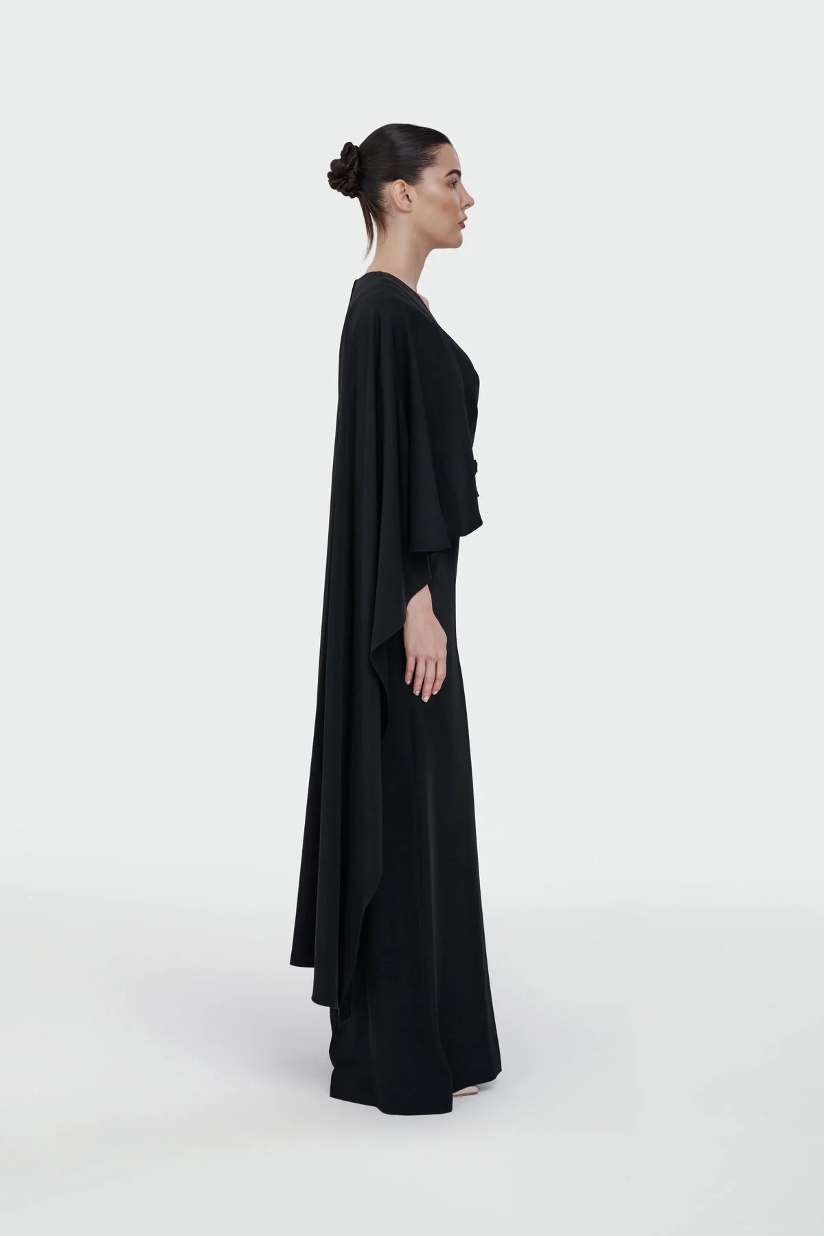 Elegant Ivory Draped Cape Jumpsuit 5301