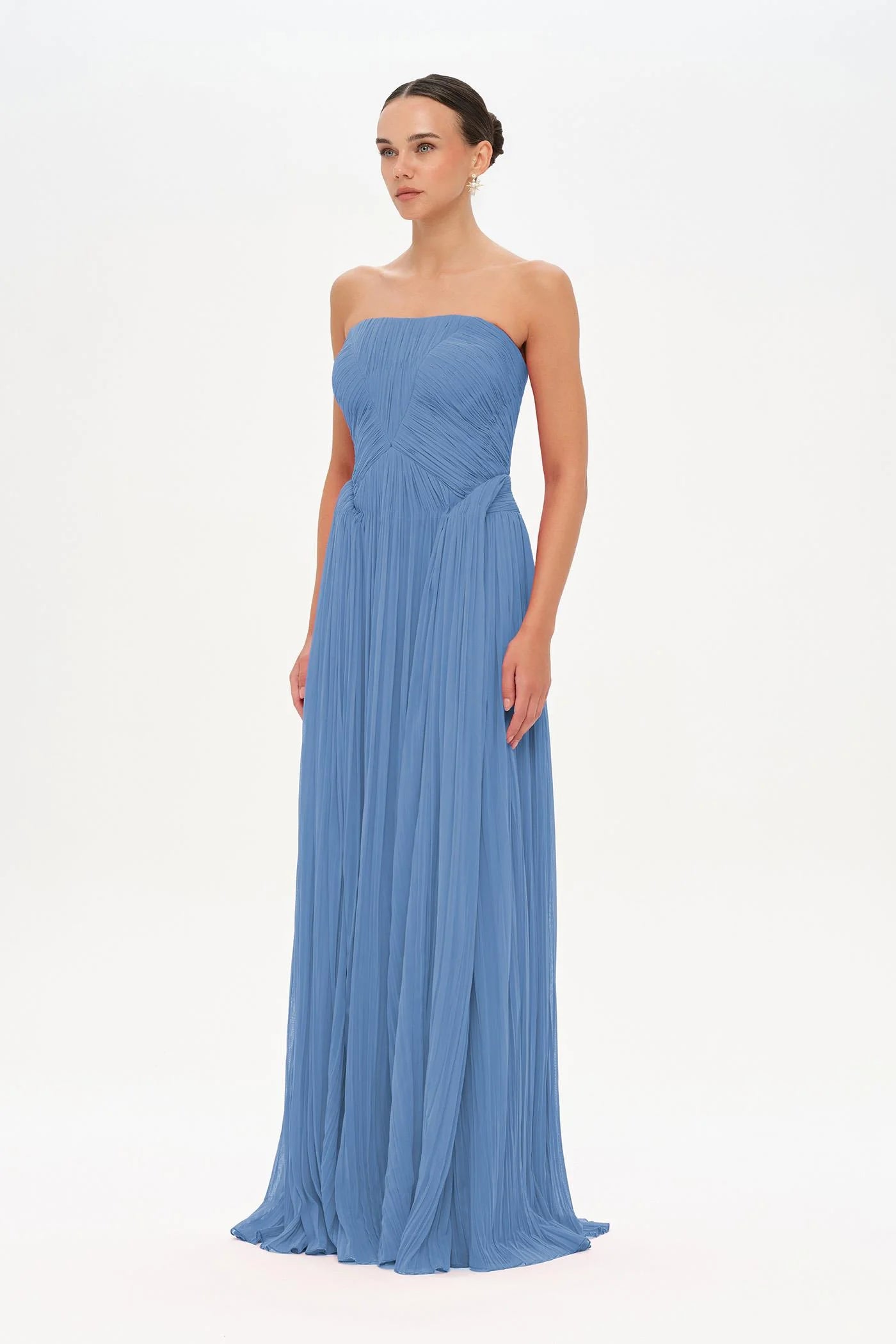 STRAPLEZ DRAPE DETAYLI ŞIK ABİYE ELBİSE - 26058C