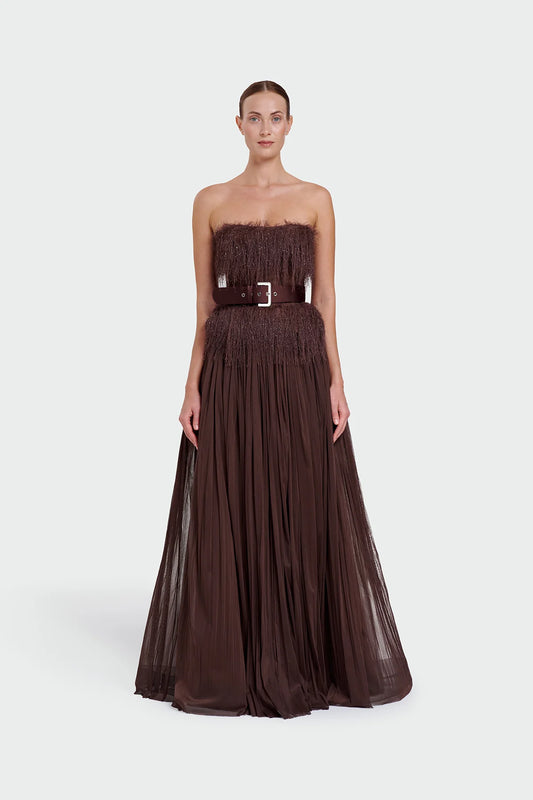 Feather Strapless Evening Dress 1342