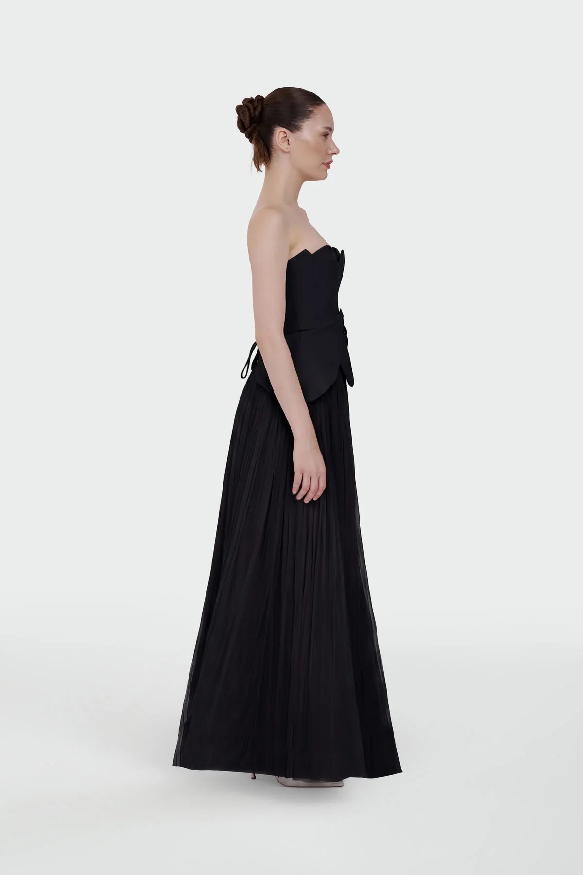 STRAPLEZ PEPLUM DETAYLI PİLİSELİ ABİYE TAKIM ELBİSE 2603