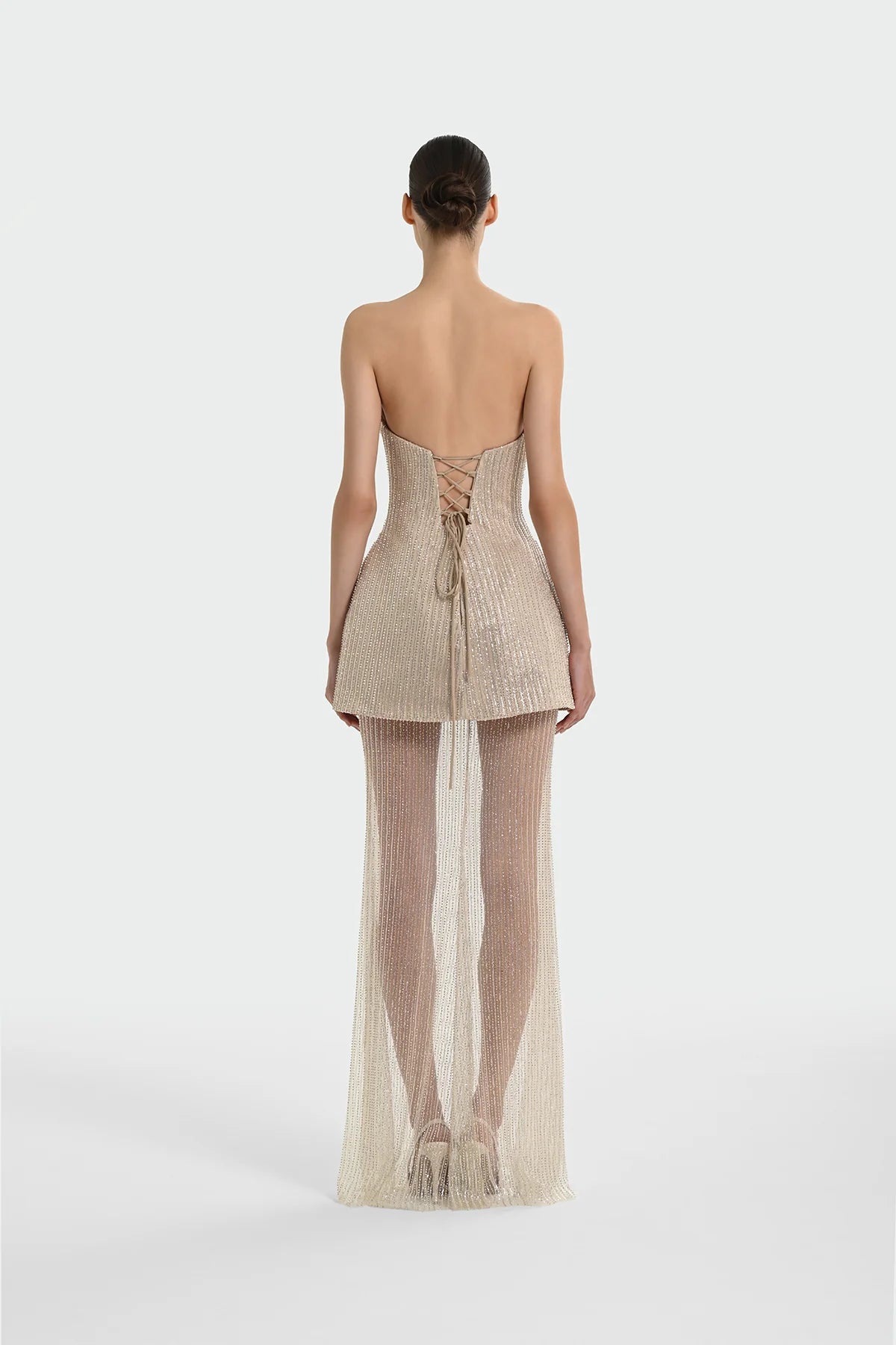 Sequin and Stone Embroidered Evening Dress Set 2211 S