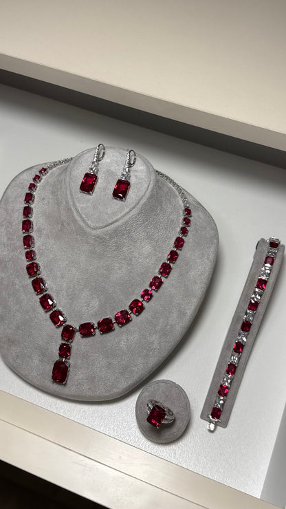 Royal Set with Red Ruby Stone - 925 Sterling Silver