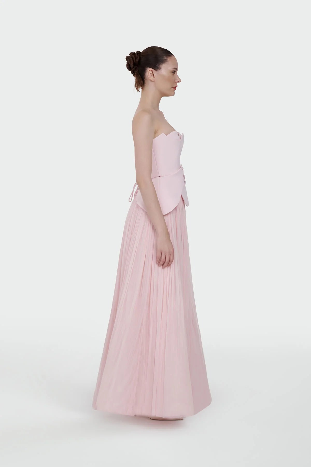 STRAPLEZ PEPLUM DETAYLI PİLİSELİ ABİYE TAKIM ELBİSE 2603