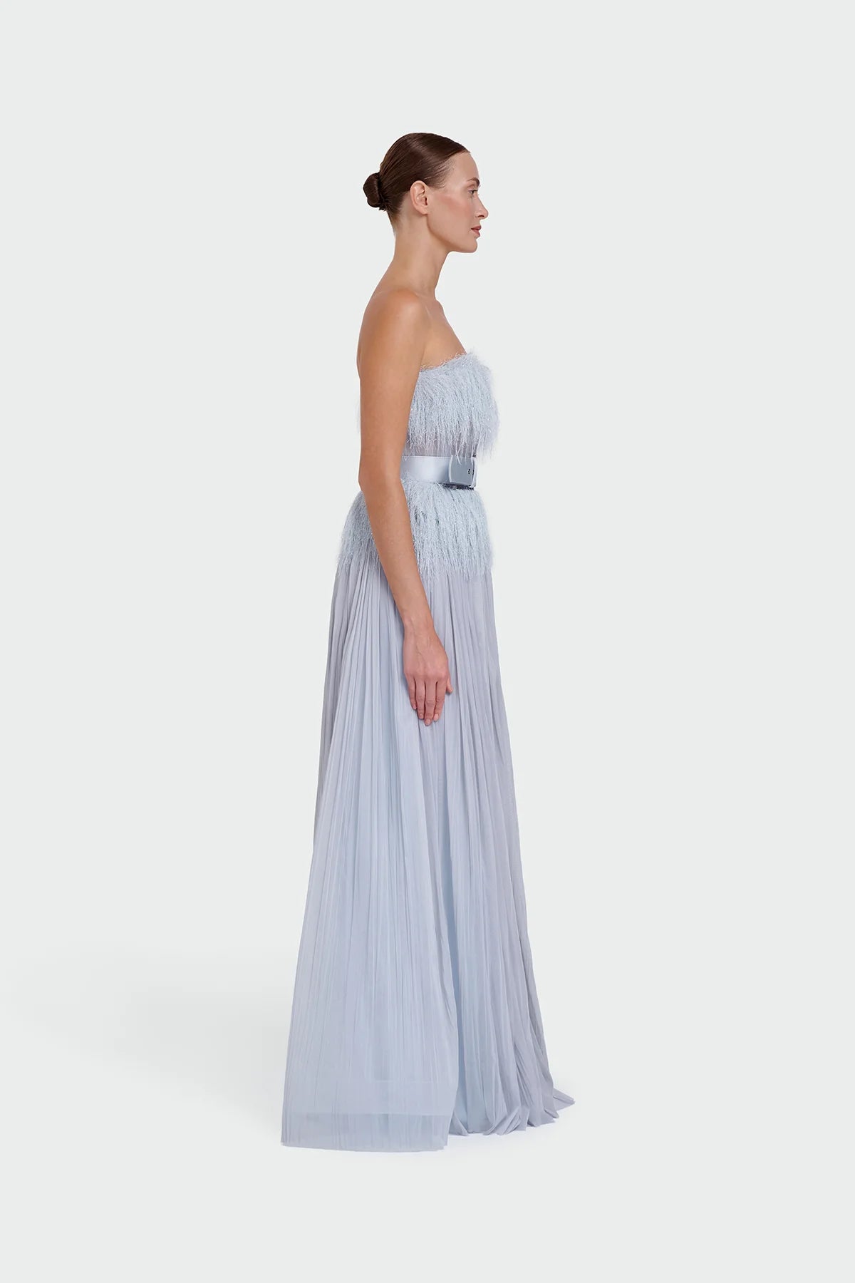 Feather Strapless Evening Dress 1342