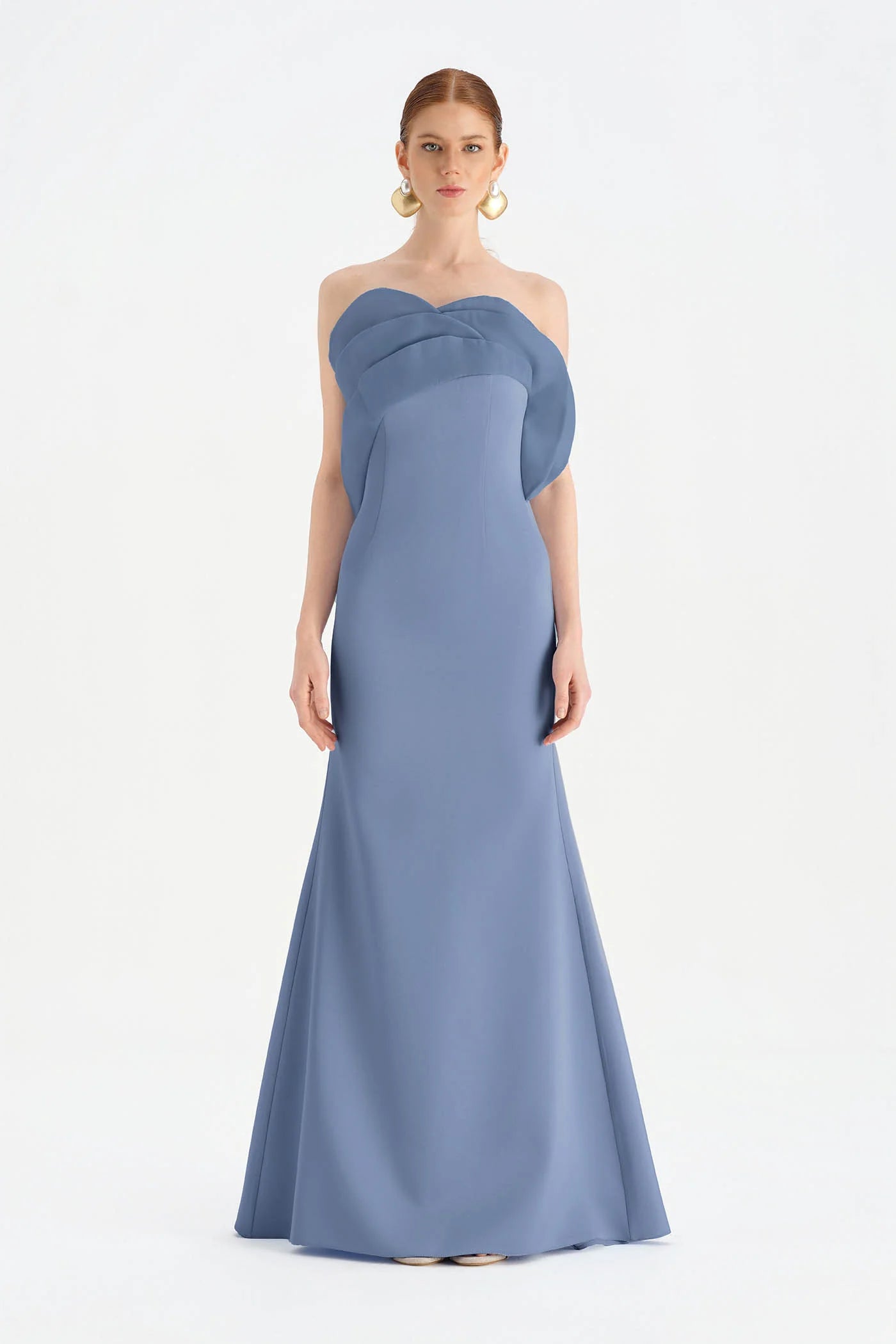 GÖĞÜS DETAYLI STRAPLEZ ABİYE ELBİSE - 26102C