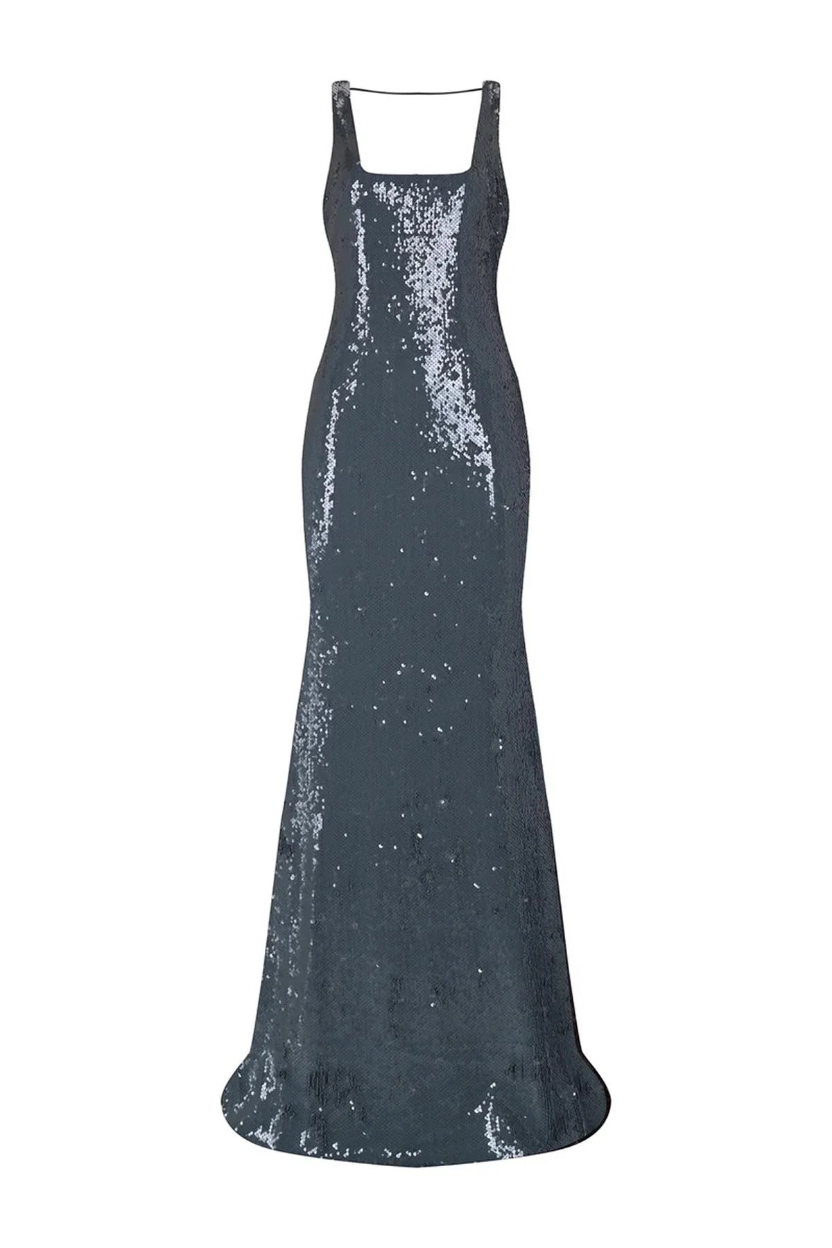 Pul Payet İşlemeli Askılı Abiye Elbise 2282