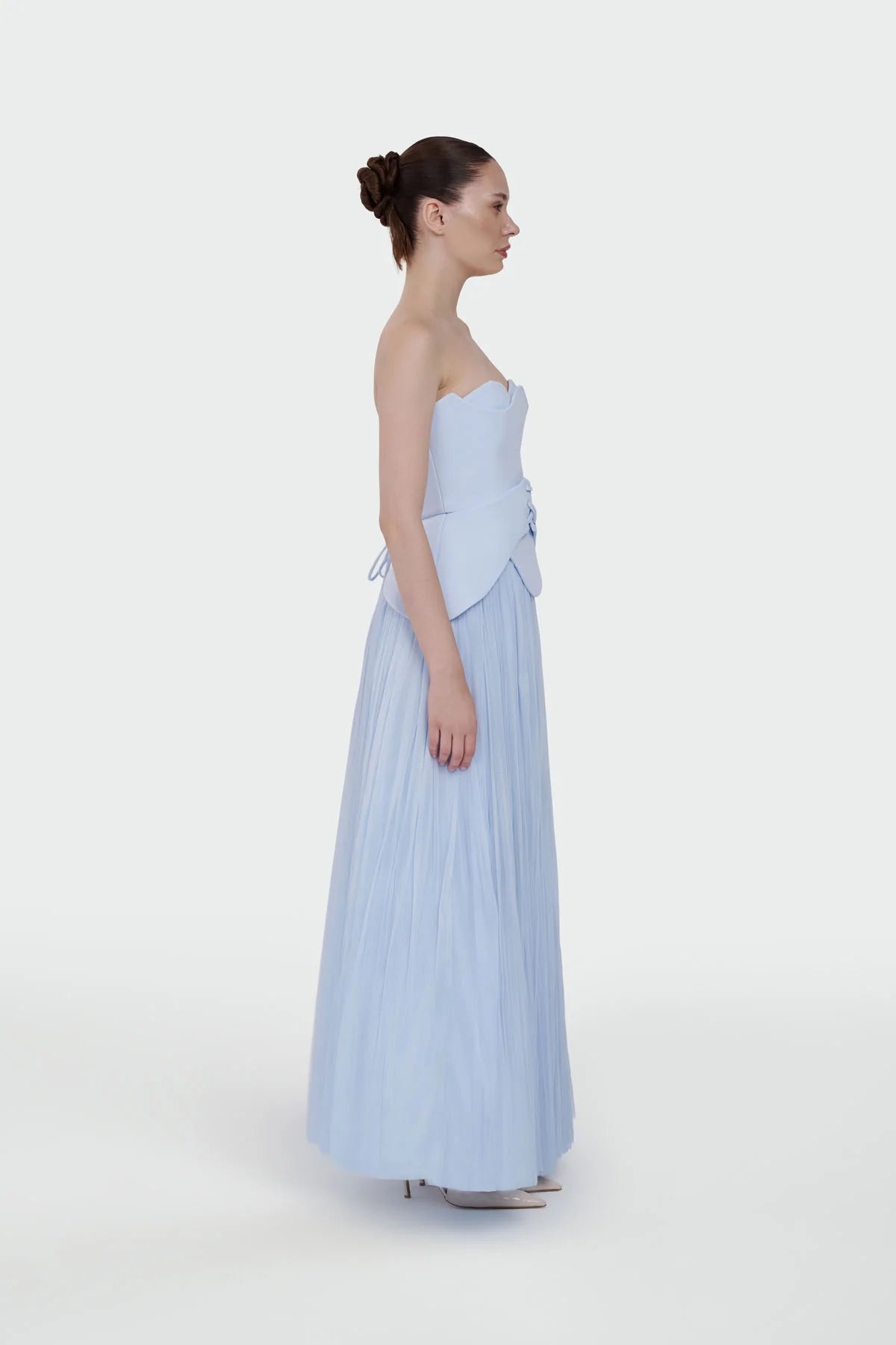 STRAPLEZ PEPLUM DETAYLI PİLİSELİ ABİYE TAKIM ELBİSE 2603