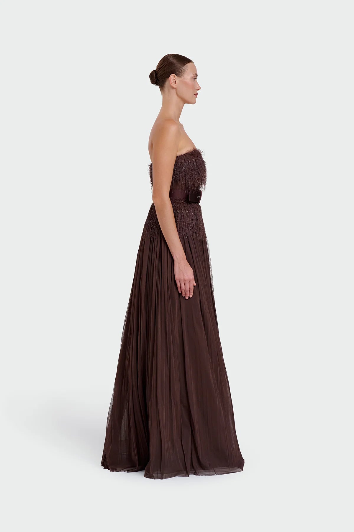 Feather Strapless Evening Dress 1342