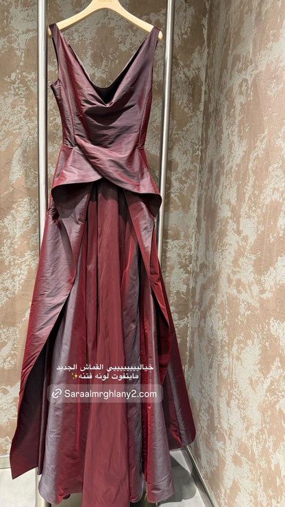 ASİMETRİK BEL DETAYLI ABİYE ELBİSE 1329