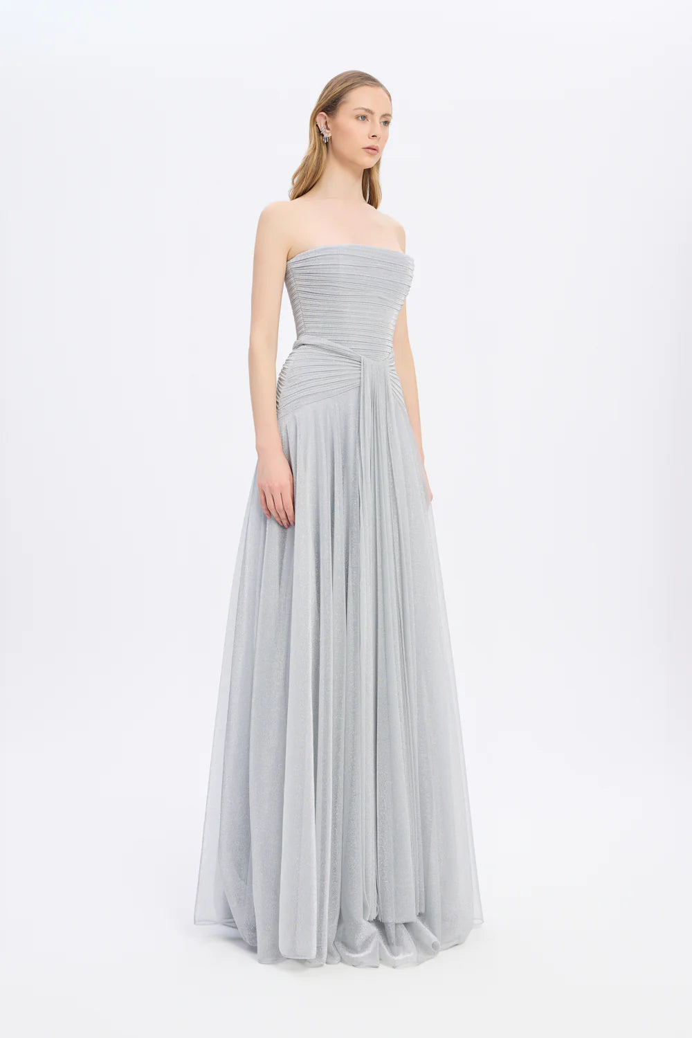 Glitter Strapless Long Evening Dress 9167C