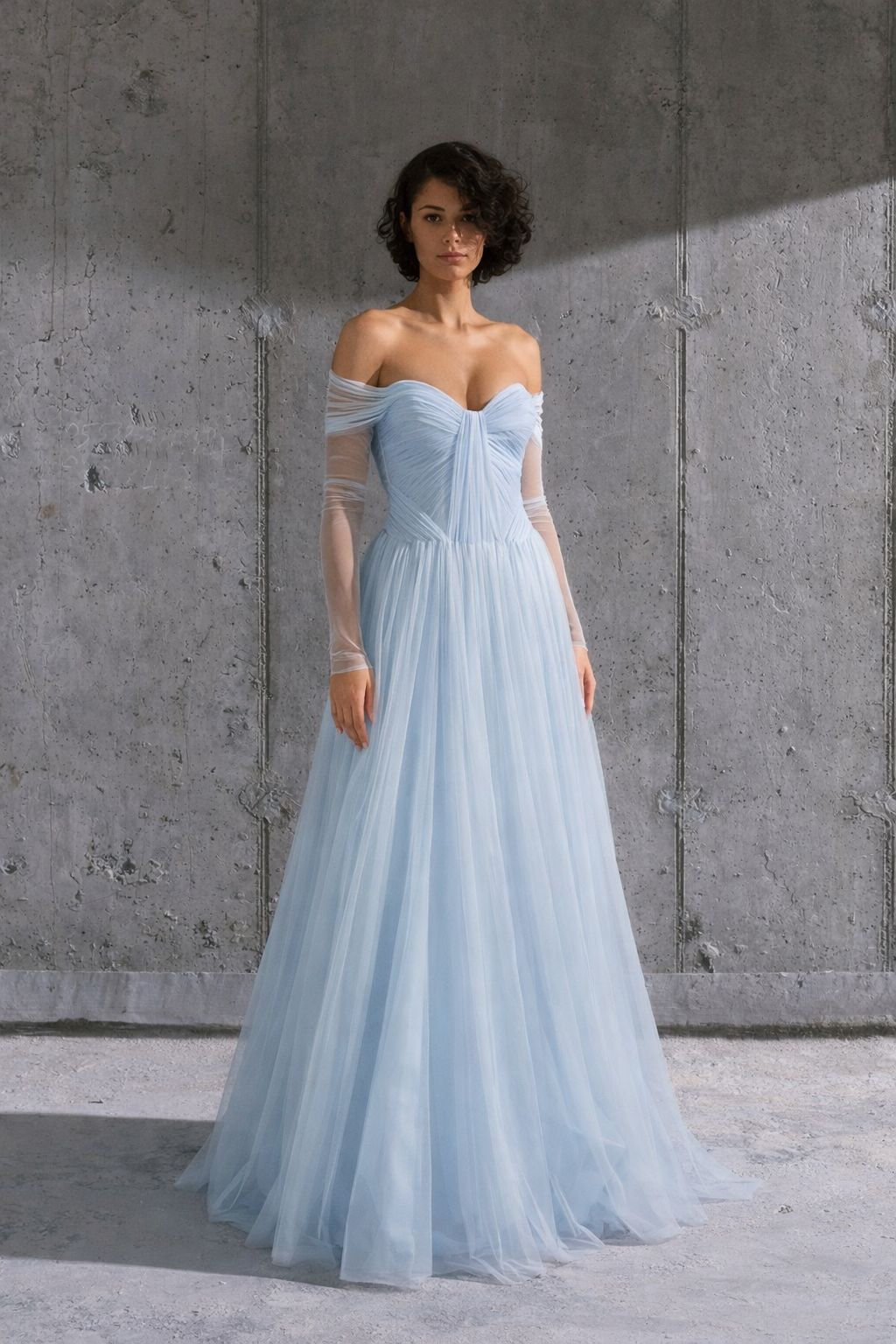 فستان تل سماوي سايز 40