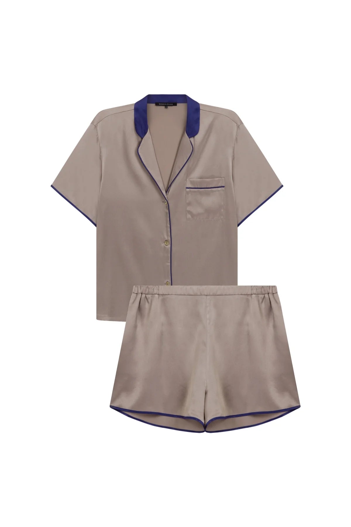Nelole Silk Shorts Pajama Set Silver