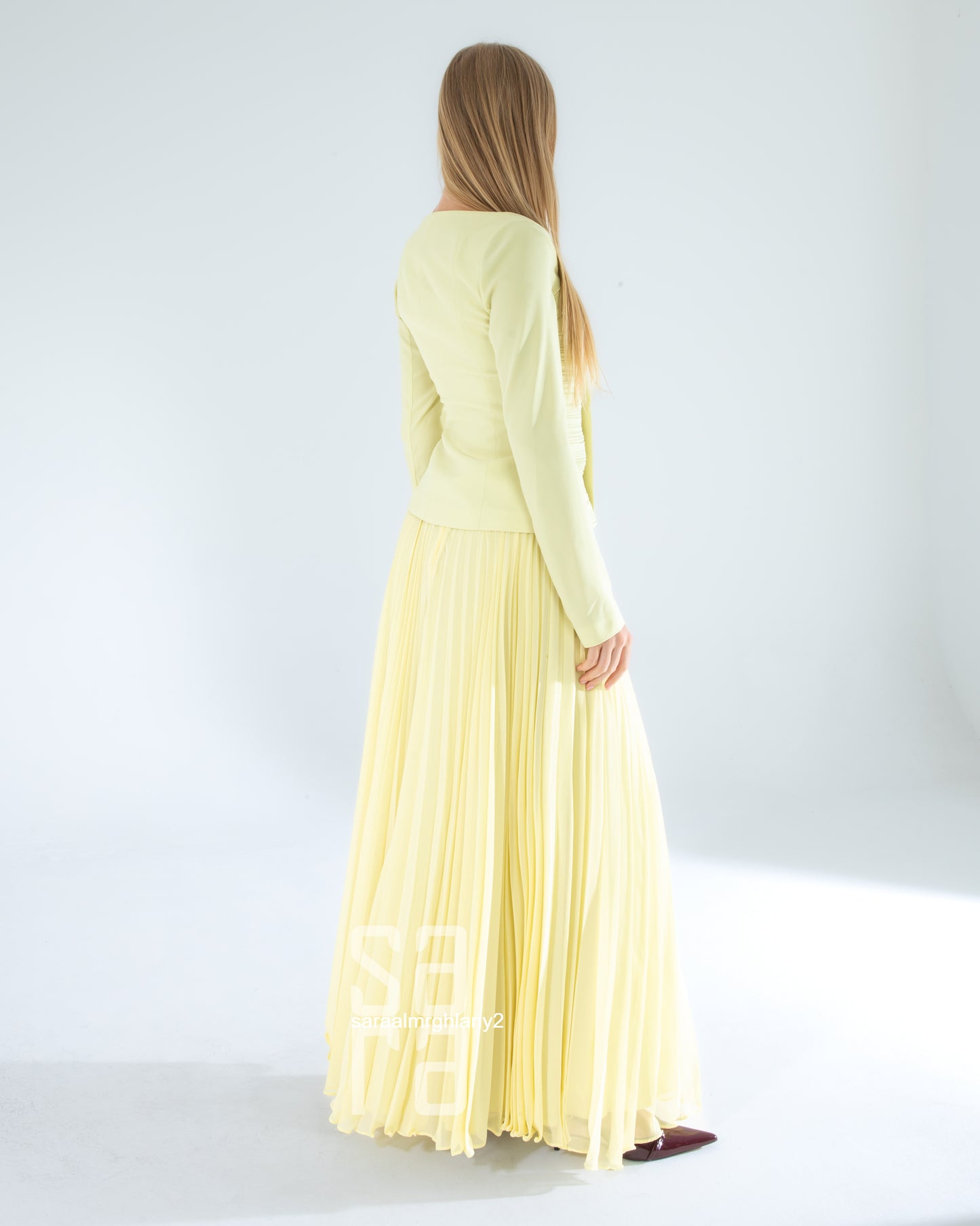 Sarı Straplez drapeli büstiyer takım