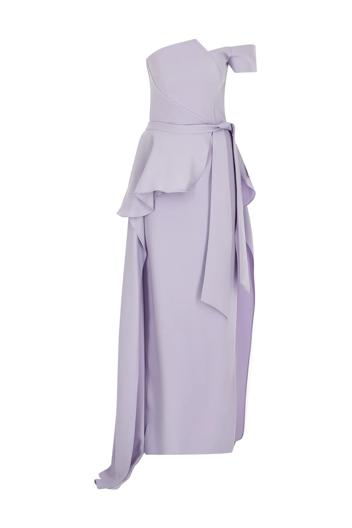 TEK OMUZ YIRTMAÇLI UZUN ABİYE ELBİSE 2046