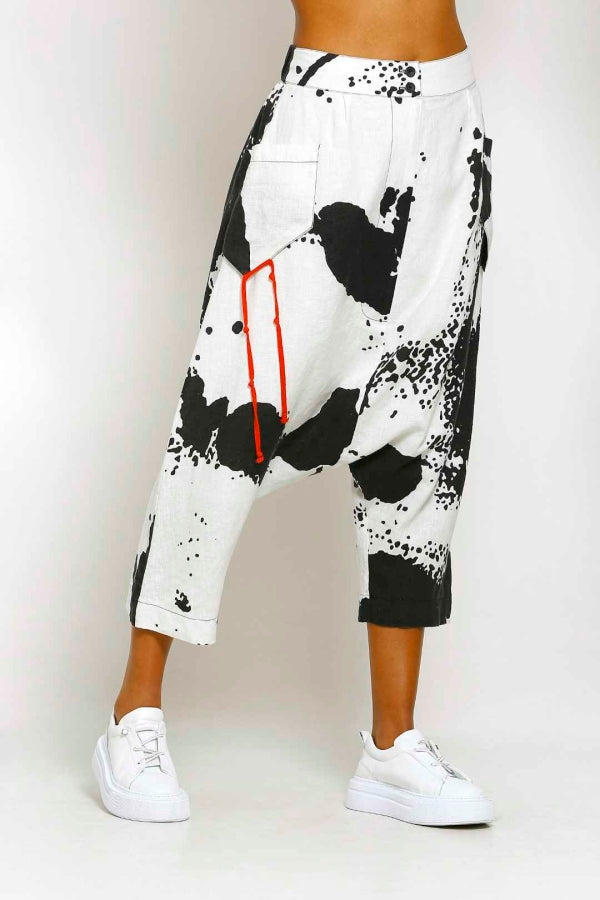 Desenli Keten Şalvar