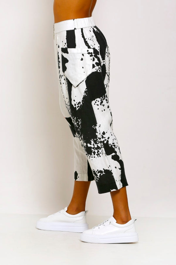 Desenli Keten Şalvar