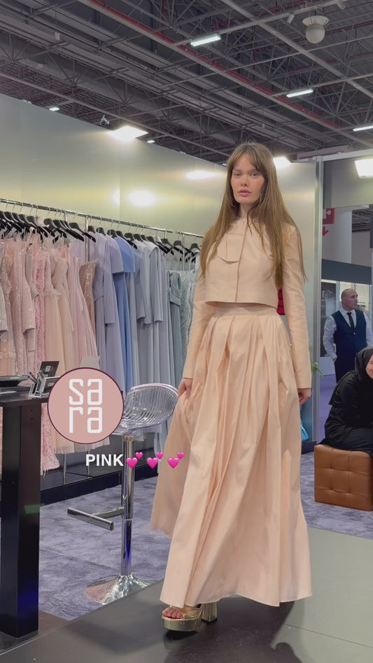 فستان وردي تفته  2609